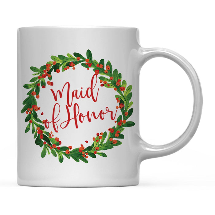 Andaz Press 11oz Christmas Red Berries Green Leaves Floral Wreath Coffee Mug-Set of 1-Andaz Press-Maid of Honor-