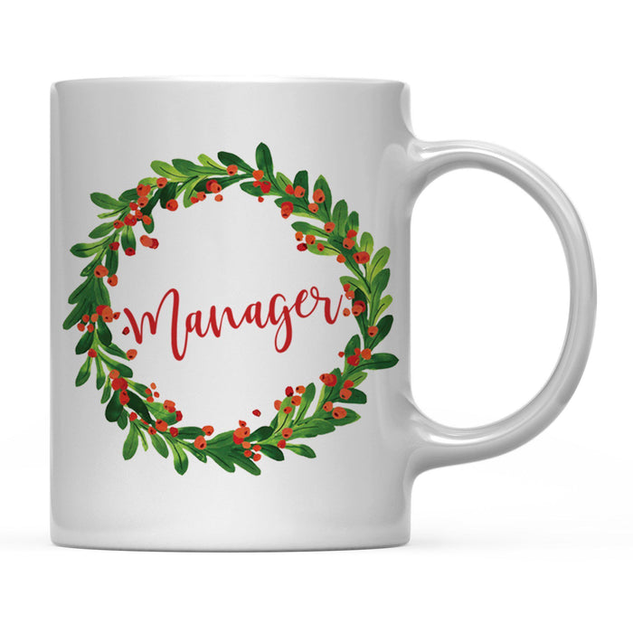 Andaz Press 11oz Christmas Red Berries Green Leaves Floral Wreath Coffee Mug-Set of 1-Andaz Press-Manager-