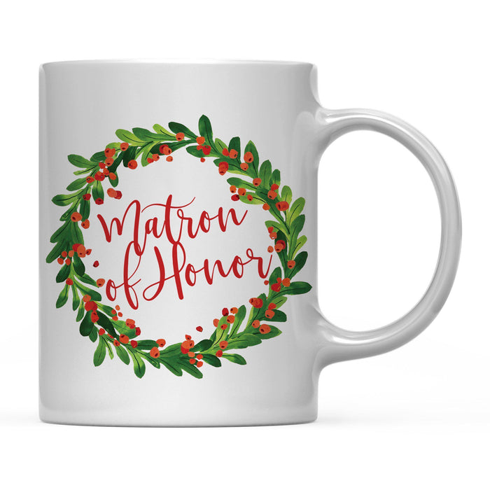 Andaz Press 11oz Christmas Red Berries Green Leaves Floral Wreath Coffee Mug-Set of 1-Andaz Press-Matron of Honor-