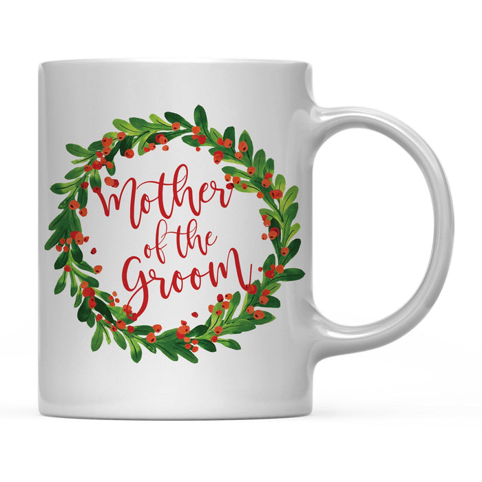 Andaz Press 11oz Christmas Red Berries Green Leaves Floral Wreath Coffee Mug-Set of 1-Andaz Press-Mother of the Groom-