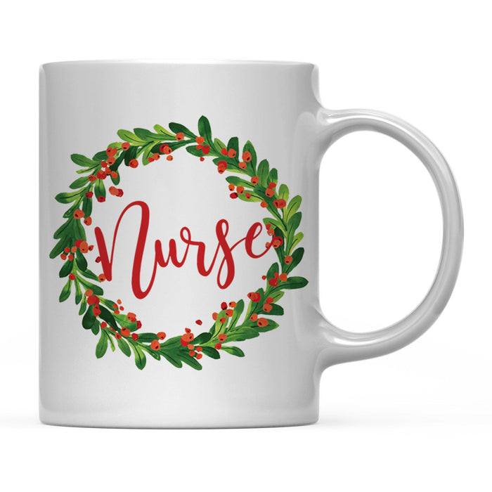 Andaz Press 11oz Christmas Red Berries Green Leaves Floral Wreath Coffee Mug-Set of 1-Andaz Press-Nurse-