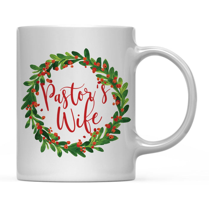 Andaz Press 11oz Christmas Red Berries Green Leaves Floral Wreath Coffee Mug-Set of 1-Andaz Press-Pastor's Wife-