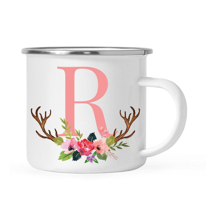 Andaz Press 11oz Deer Antler Floral Flowers Monogram Campfire Coffee Mug-Set of 1-Andaz Press-A-
