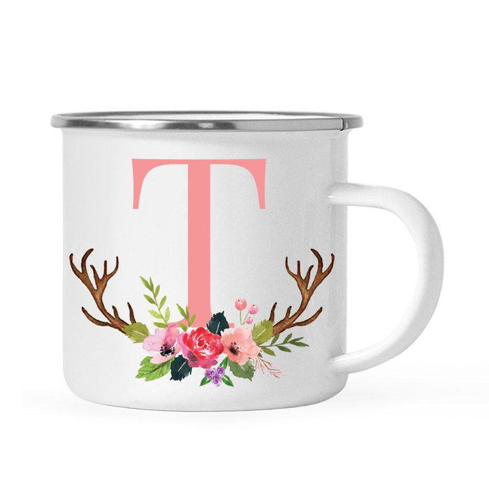 Andaz Press 11oz Deer Antler Floral Flowers Monogram Campfire Coffee Mug-Set of 1-Andaz Press-A-