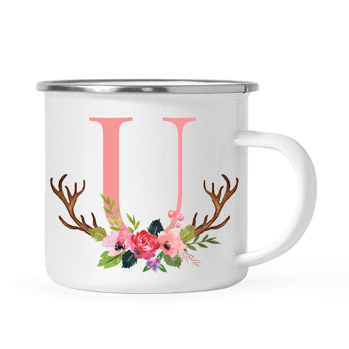 Andaz Press 11oz Deer Antler Floral Flowers Monogram Campfire Coffee Mug-Set of 1-Andaz Press-A-