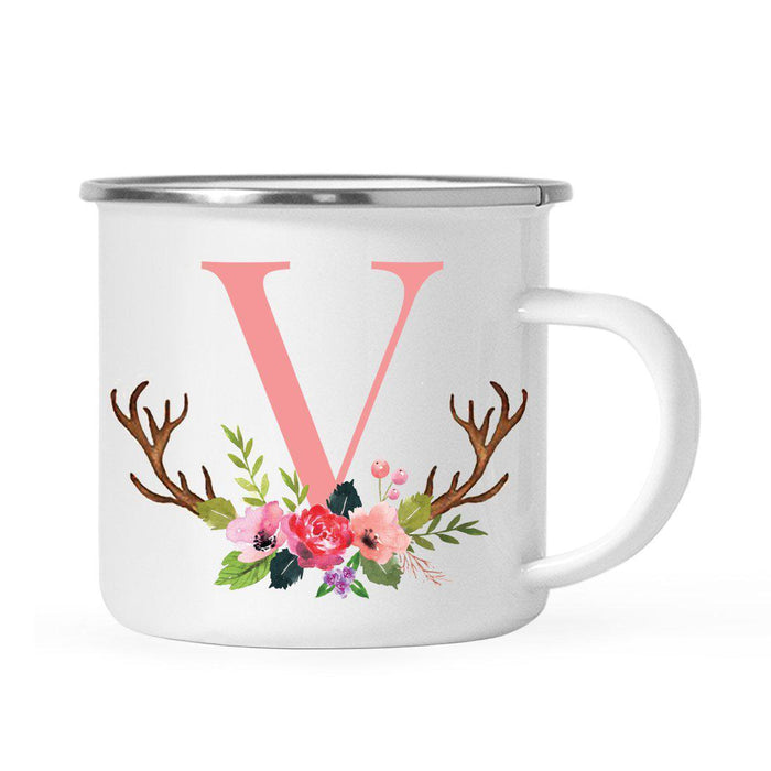 Andaz Press 11oz Deer Antler Floral Flowers Monogram Campfire Coffee Mug-Set of 1-Andaz Press-A-