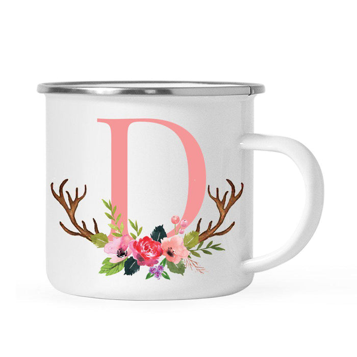 Andaz Press 11oz Deer Antler Floral Flowers Monogram Campfire Coffee Mug-Set of 1-Andaz Press-A-