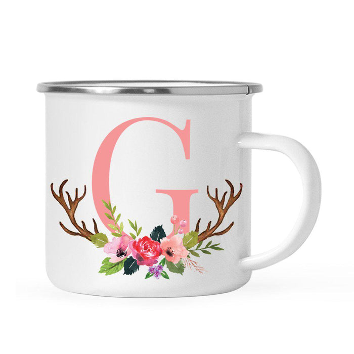 Andaz Press 11oz Deer Antler Floral Flowers Monogram Campfire Coffee Mug-Set of 1-Andaz Press-A-