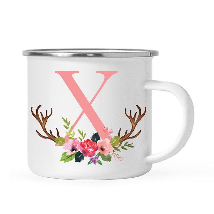 Andaz Press 11oz Deer Antler Floral Flowers Monogram Campfire Coffee Mug-Set of 1-Andaz Press-X-