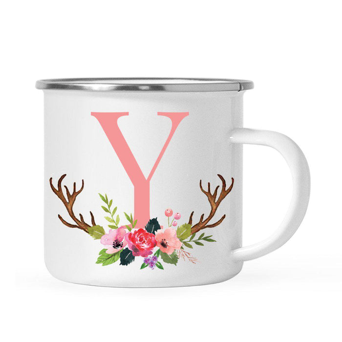 Andaz Press 11oz Deer Antler Floral Flowers Monogram Campfire Coffee Mug-Set of 1-Andaz Press-Y-