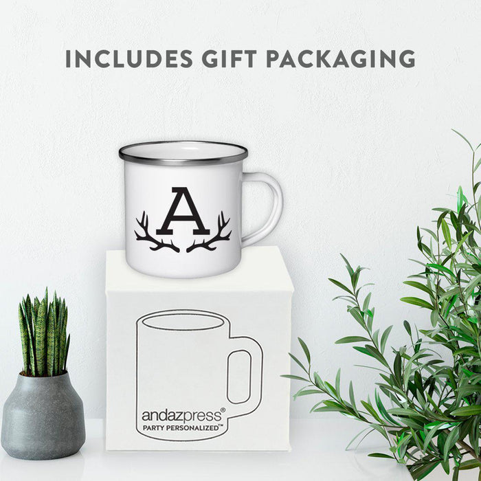 Andaz Press 11oz Deer Antler Monogram Campfire Coffee Mug-Set of 1-Andaz Press-A-
