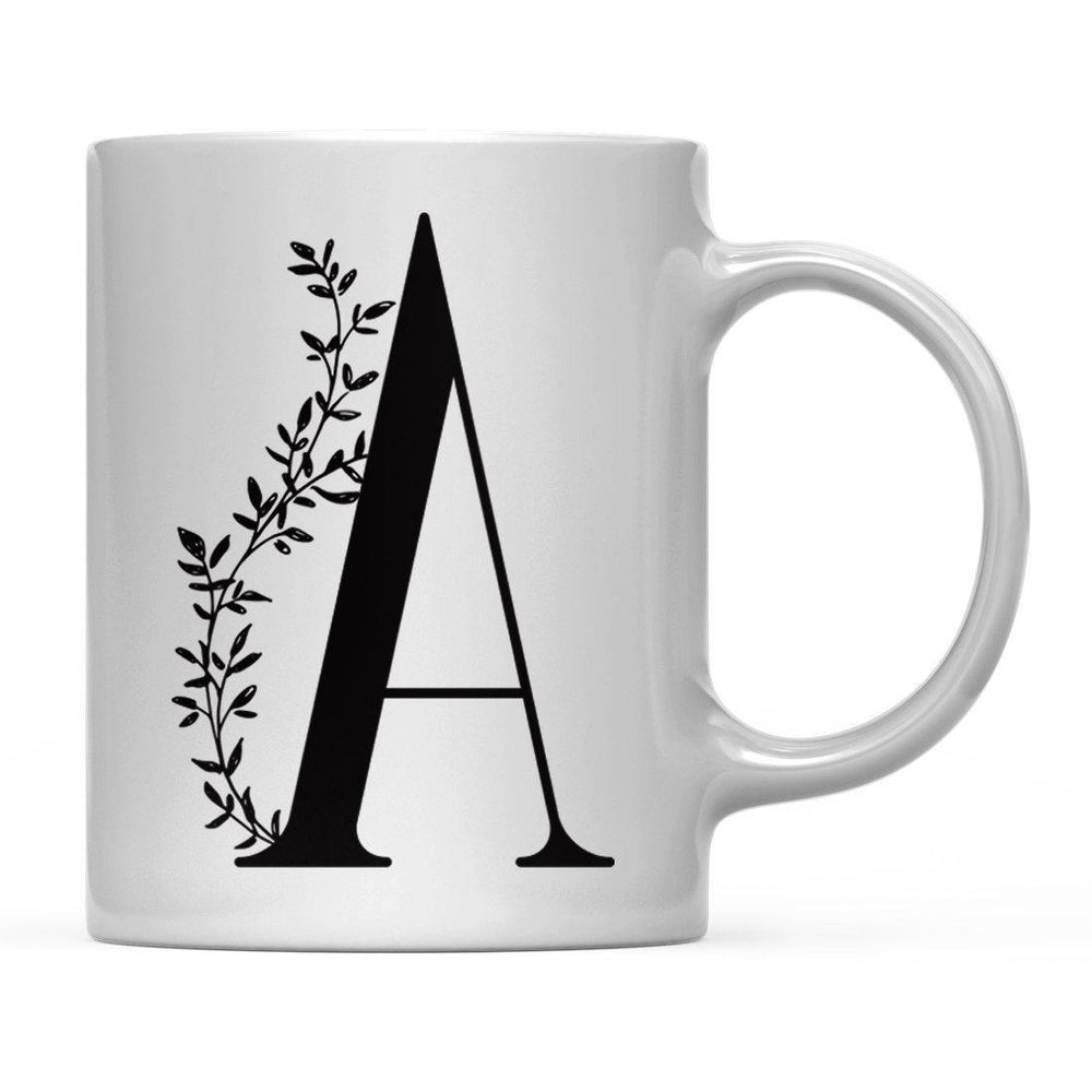 Andaz Press 11oz Elegant Black Monogram Coffee Mug-Set of 1-Andaz Press-A-