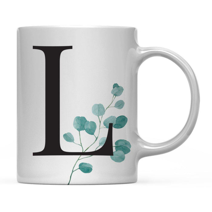 Andaz Press 11oz Eucalyptus Leaves Greenery Monogram Coffee Mug-Set of 1-Andaz Press-A-