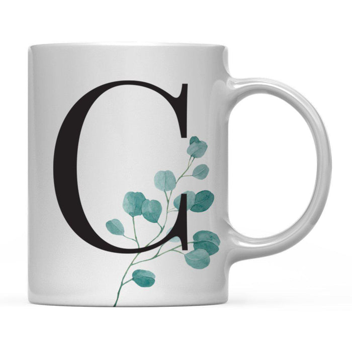 Andaz Press 11oz Eucalyptus Leaves Greenery Monogram Coffee Mug-Set of 1-Andaz Press-A-