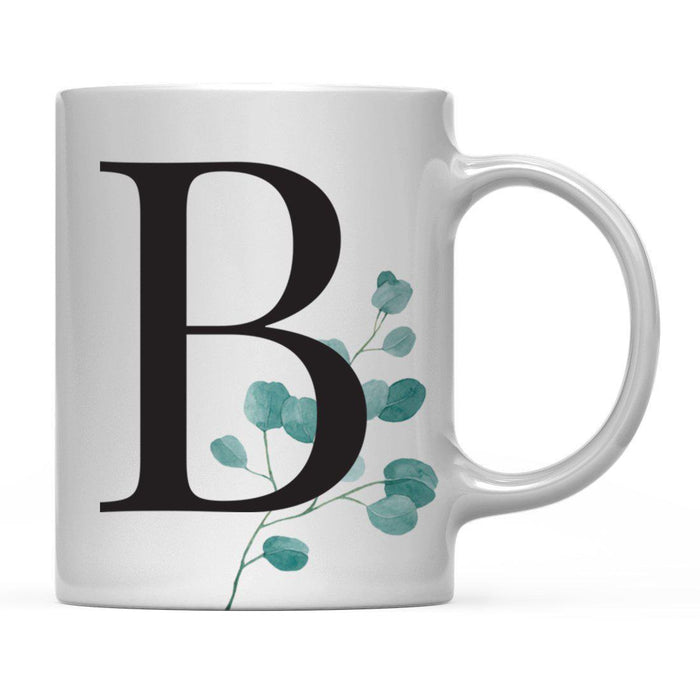 Andaz Press 11oz Eucalyptus Leaves Greenery Monogram Coffee Mug-Set of 1-Andaz Press-B-