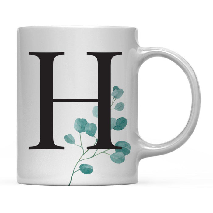 Andaz Press 11oz Eucalyptus Leaves Greenery Monogram Coffee Mug-Set of 1-Andaz Press-H-