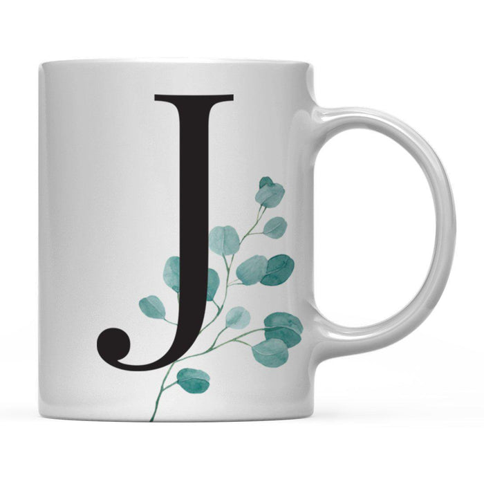 Andaz Press 11oz Eucalyptus Leaves Greenery Monogram Coffee Mug-Set of 1-Andaz Press-J-