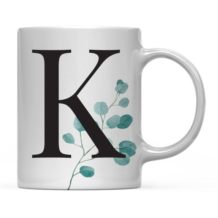 Andaz Press 11oz Eucalyptus Leaves Greenery Monogram Coffee Mug-Set of 1-Andaz Press-K-