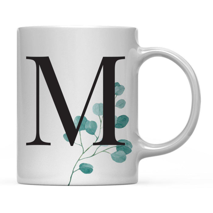 Andaz Press 11oz Eucalyptus Leaves Greenery Monogram Coffee Mug-Set of 1-Andaz Press-M-