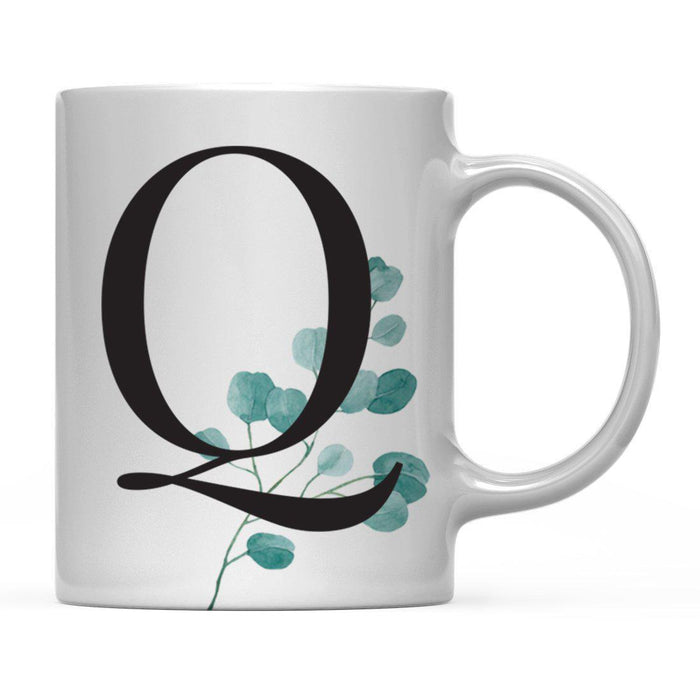 Andaz Press 11oz Eucalyptus Leaves Greenery Monogram Coffee Mug-Set of 1-Andaz Press-Q-