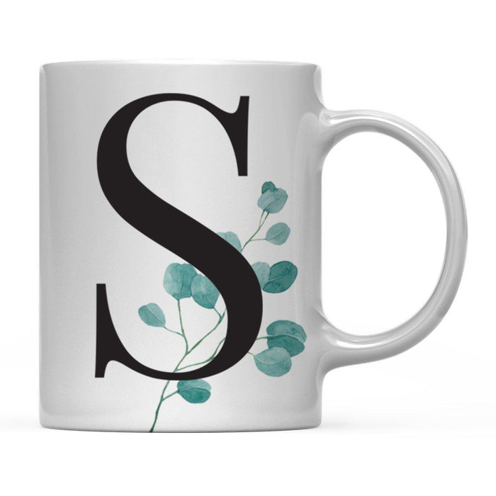 Andaz Press 11oz Eucalyptus Leaves Greenery Monogram Coffee Mug-Set of 1-Andaz Press-S-