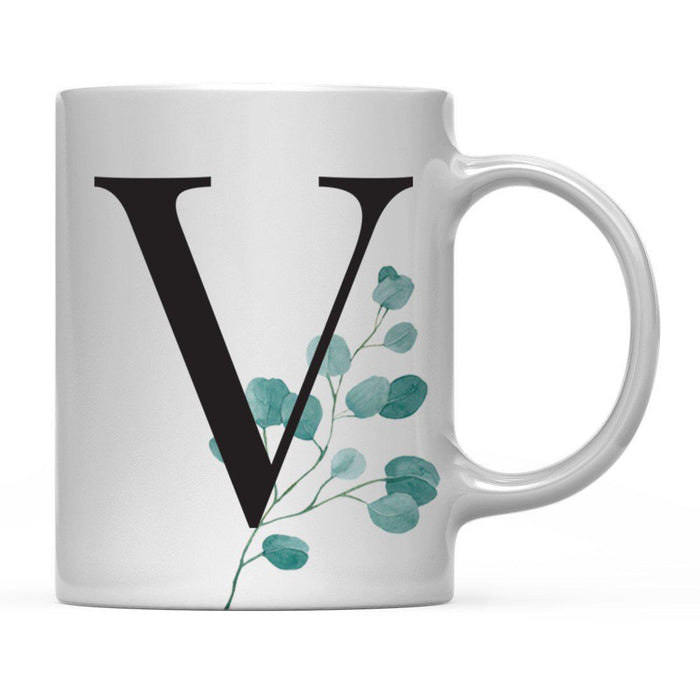 Andaz Press 11oz Eucalyptus Leaves Greenery Monogram Coffee Mug-Set of 1-Andaz Press-V-