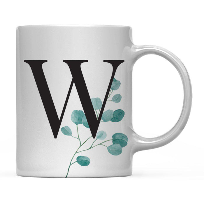 Andaz Press 11oz Eucalyptus Leaves Greenery Monogram Coffee Mug-Set of 1-Andaz Press-W-