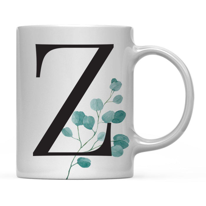 Andaz Press 11oz Eucalyptus Leaves Greenery Monogram Coffee Mug-Set of 1-Andaz Press-Z-