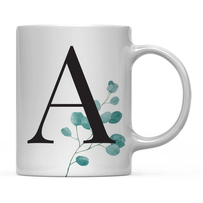 Andaz Press 11oz Eucalyptus Leaves Greenery Monogram Coffee Mug-Set of 1-Andaz Press-A-