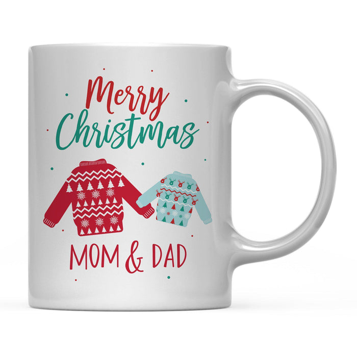 Andaz Press 11oz Family Fair Isle Ugly Sweater Coffee Mug-Set of 1-Andaz Press-Mom Dad Merry Christmas-