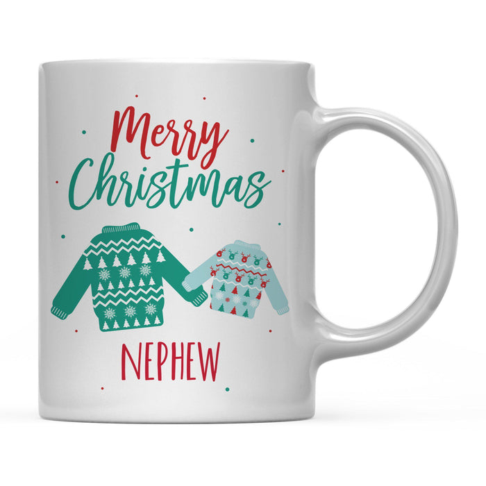 Andaz Press 11oz Family Fair Isle Ugly Sweater Coffee Mug-Set of 1-Andaz Press-Nephew Merry Christmas-