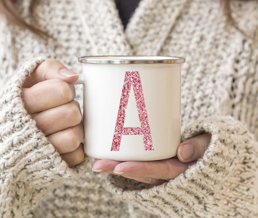 Andaz Press 11oz Faux Pink Glitter Monogram Campfire Coffee Mug-Set of 1-Andaz Press-A-