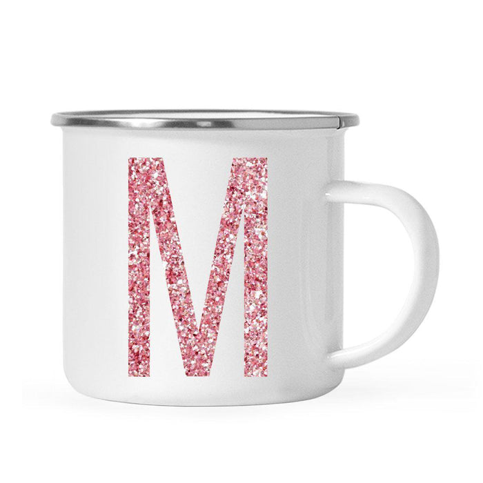 Andaz Press 11oz Faux Pink Glitter Monogram Campfire Coffee Mug-Set of 1-Andaz Press-M-