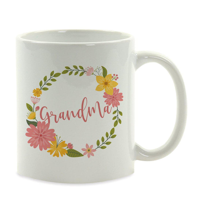 Andaz Press 11oz Floral Wreath Important Female Coffee Mug-Set of 1-Andaz Press-Grandma-
