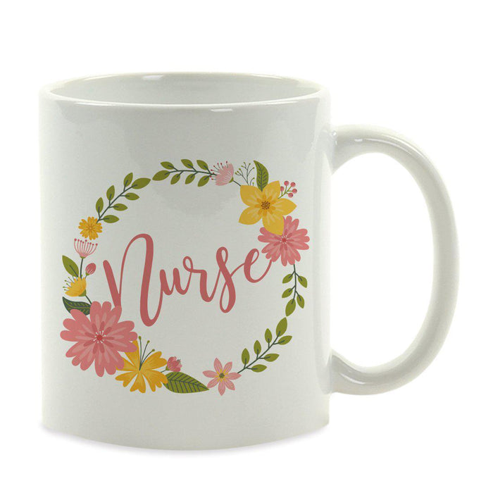 Andaz Press 11oz Floral Wreath Important Female Coffee Mug-Set of 1-Andaz Press-Nurse-