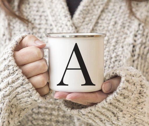 Andaz Press 11oz Formal Black Monogram Campfire Coffee Mug-Set of 1-Andaz Press-A-
