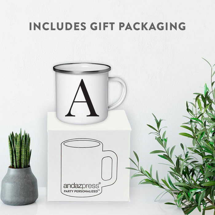 Andaz Press 11oz Formal Black Monogram Campfire Coffee Mug-Set of 1-Andaz Press-A-
