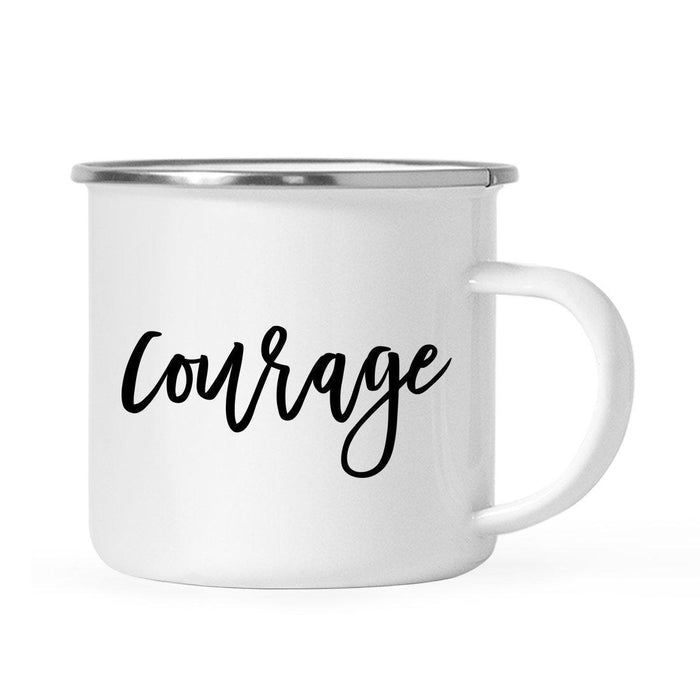 Andaz Press 11oz Good Virtues Black Calligraphy Typography Campfire Coffee Mug-Set of 1-Andaz Press-Courage-