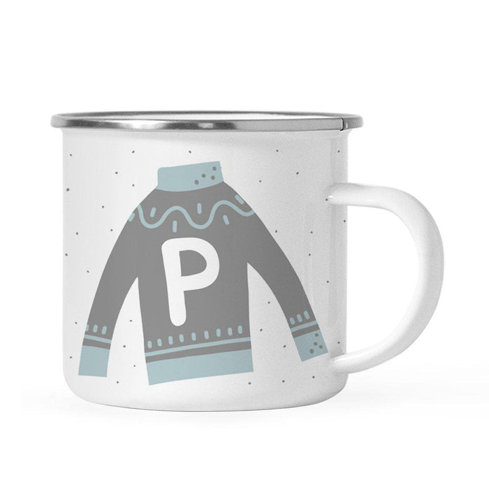 Andaz Press 11oz Gray Blue Ugly Holiday Sweater Monogram Campfire Coffee Mug-Set of 1-Andaz Press-A-