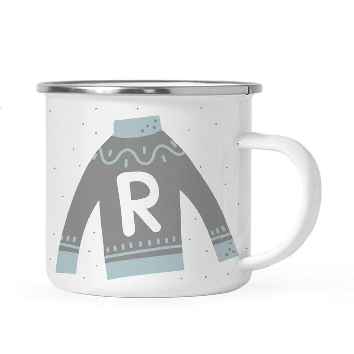 Andaz Press 11oz Gray Blue Ugly Holiday Sweater Monogram Campfire Coffee Mug-Set of 1-Andaz Press-A-