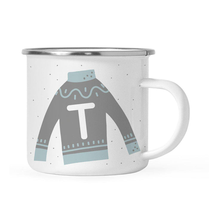 Andaz Press 11oz Gray Blue Ugly Holiday Sweater Monogram Campfire Coffee Mug-Set of 1-Andaz Press-A-