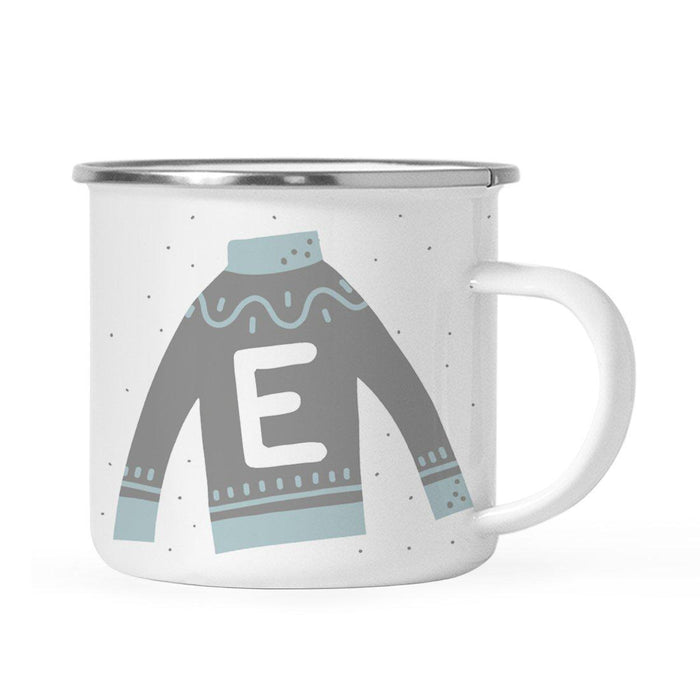 Andaz Press 11oz Gray Blue Ugly Holiday Sweater Monogram Campfire Coffee Mug-Set of 1-Andaz Press-A-