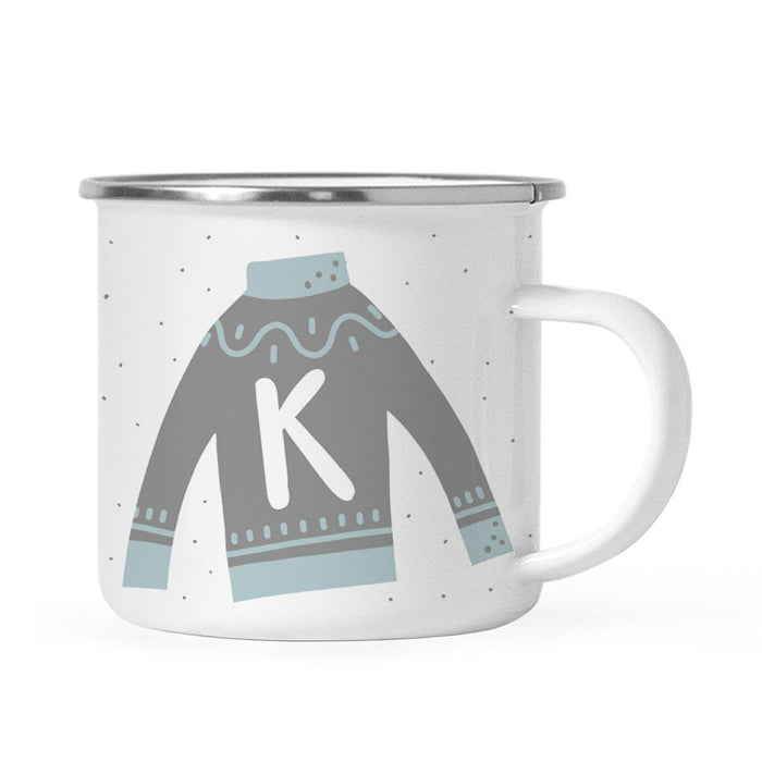 Andaz Press 11oz Gray Blue Ugly Holiday Sweater Monogram Campfire Coffee Mug-Set of 1-Andaz Press-K-