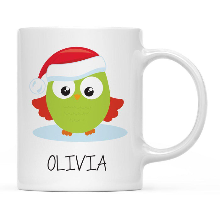 Andaz Press 11oz Personalized Christmas Owl And Gnome Coffee Mug-Set of 1-Andaz Press-Aqua Owl with Green Scarf-