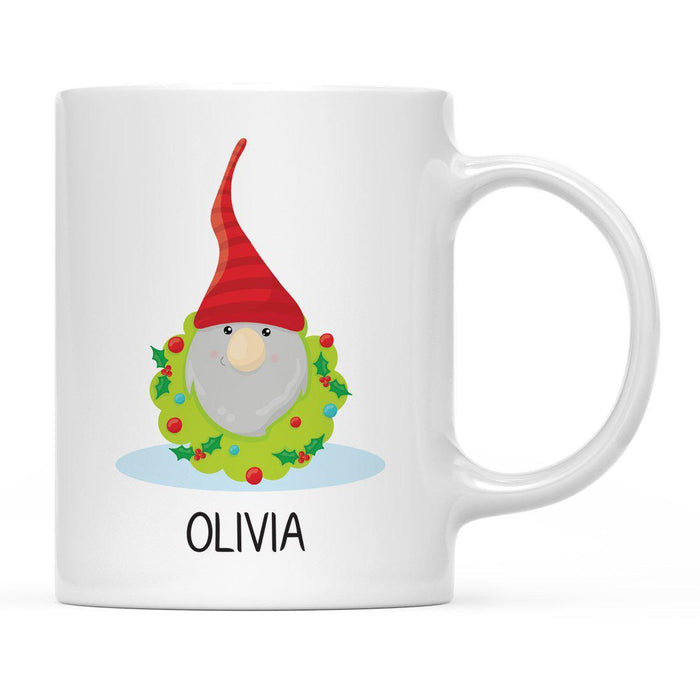 Andaz Press 11oz Personalized Christmas Owl And Gnome Coffee Mug-Set of 1-Andaz Press-Gnome in Christmas Wreath-
