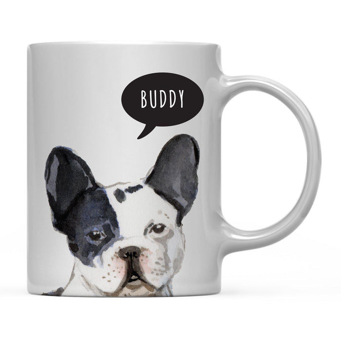 Andaz Press 11oz Personalized Dog Bubble Message Coffee Mug-Set of 1-Andaz Press-Black and White French Bulldog Custom-