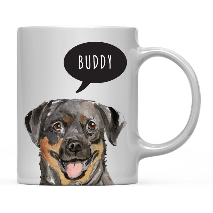 Andaz Press 11oz Personalized Dog Bubble Message Coffee Mug-Set of 1-Andaz Press-Rottweiler Custom-