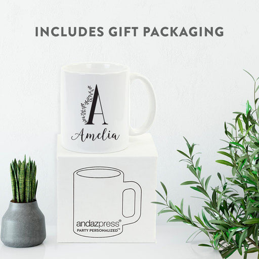 Andaz Press 11oz Personalized Elegant Black Monogram Coffee Mug-Set of 1-Andaz Press-