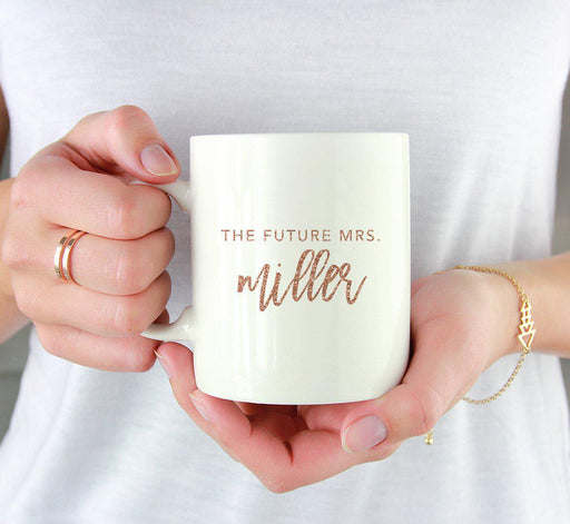 Andaz Press 11oz Personalized Rose Gold Faux Glitter Coffee Mug-Set of 1-Andaz Press-Custom Mrs-