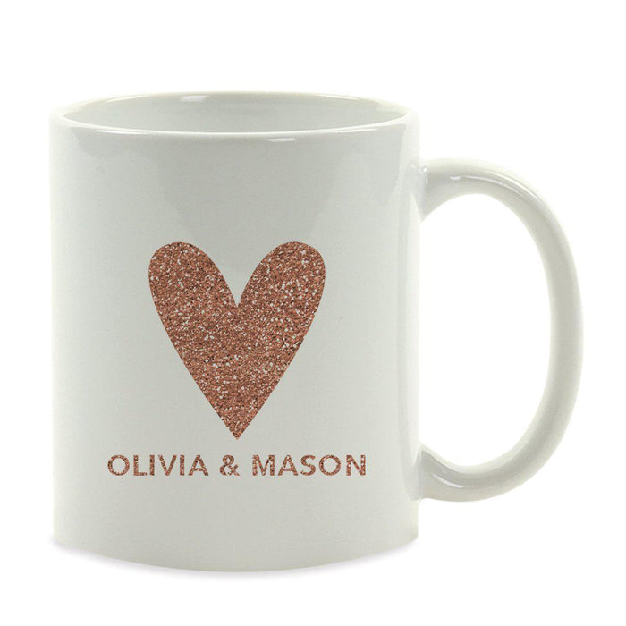 Andaz Press 11oz Personalized Rose Gold Faux Glitter Monogram Coffee Mug-Set of 1-Andaz Press-Custom Heart-